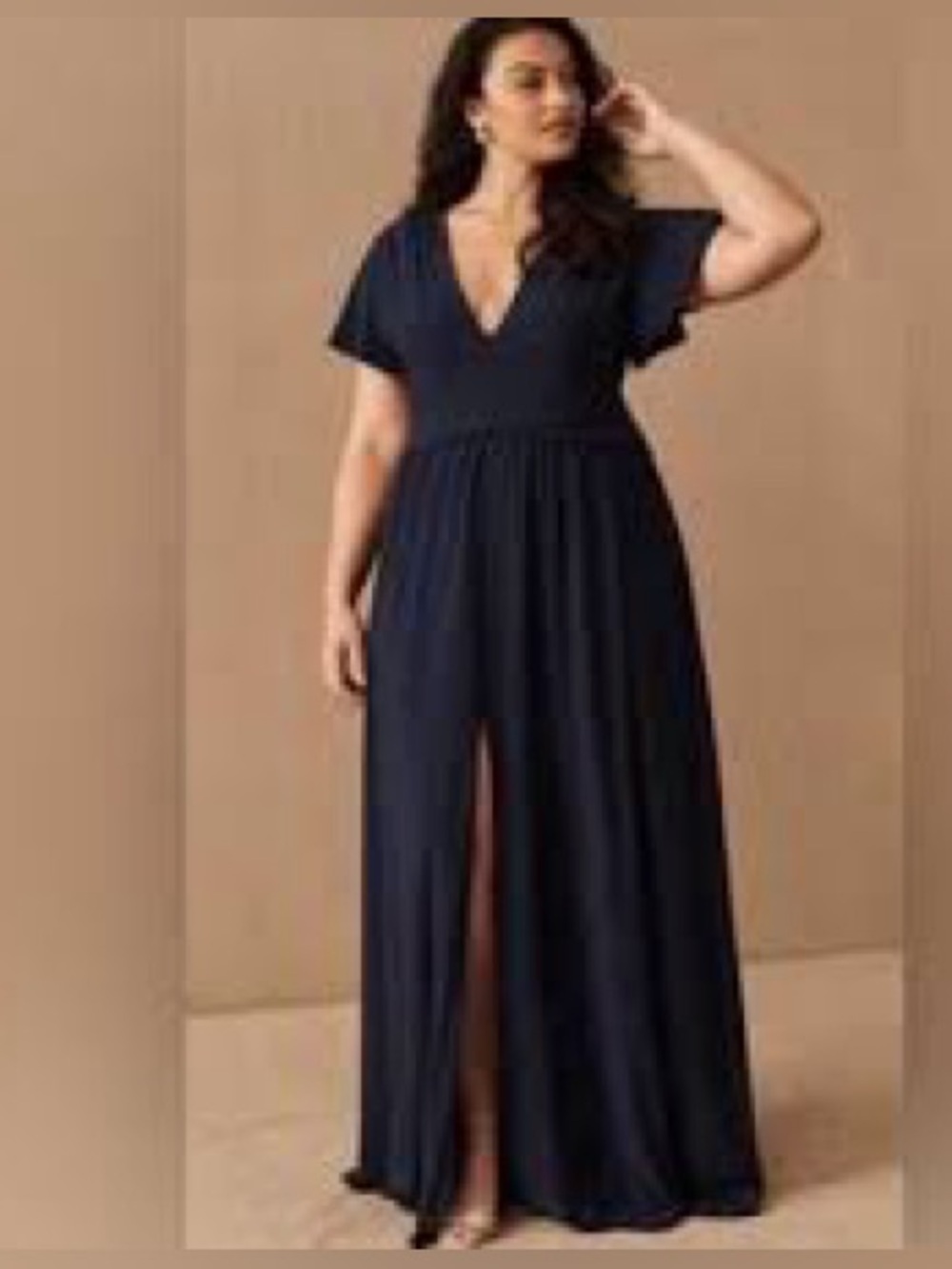 BHLDN Anthropologie blue flutter sleeve maxi bridesmaid dress, US 20.